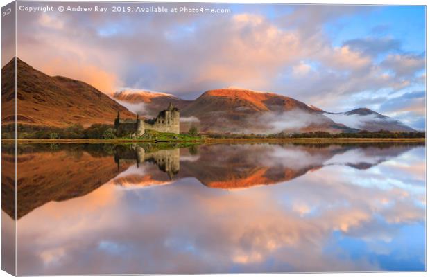Kilchurn Castle reflections Canvas Print by Andrew Ray