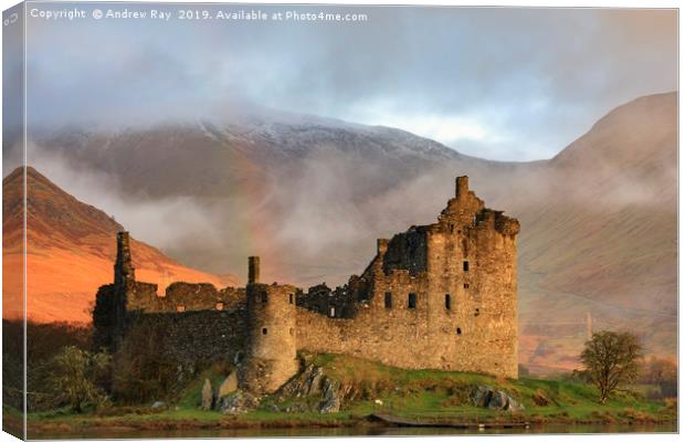 Morning light on Kilchurn Castle Canvas Print by Andrew Ray