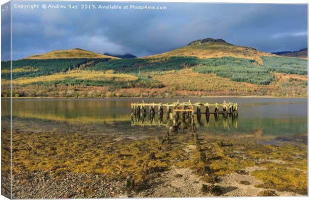 Old pier (Loch Long) Canvas Print by Andrew Ray