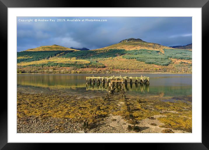 Old pier (Loch Long) Framed Mounted Print by Andrew Ray