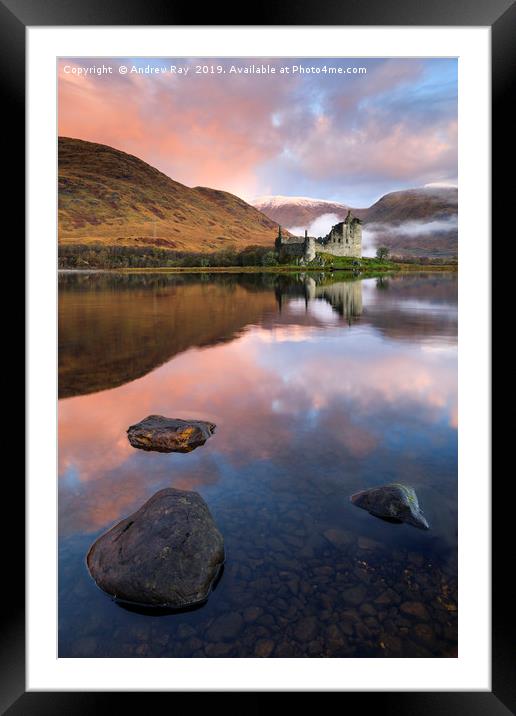 Reflections at sunrise (Kilchurn Castle) Framed Mounted Print by Andrew Ray