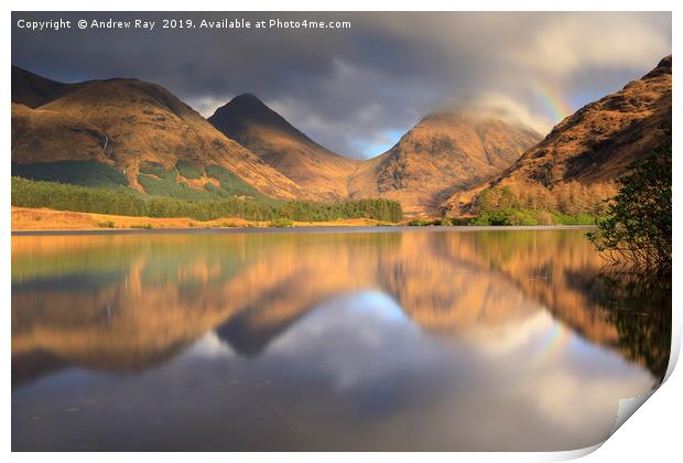 Reflections in Lochan Urr Print by Andrew Ray