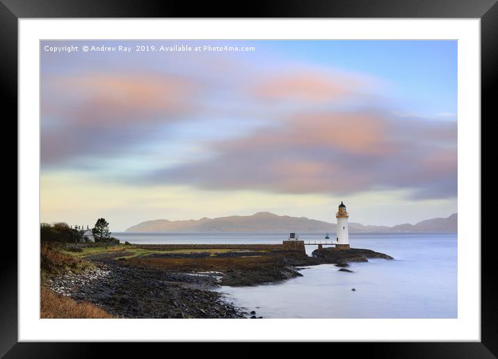 Rubha nan Gall Lighthouse at sunrise Framed Mounted Print by Andrew Ray