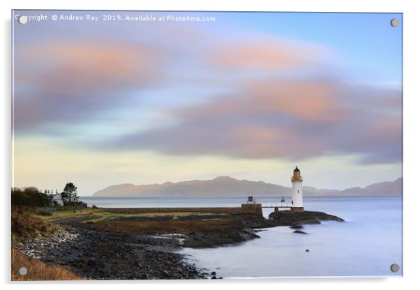 Rubha nan Gall Lighthouse at sunrise Acrylic by Andrew Ray