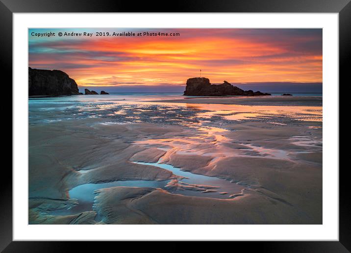 Sand patterns at sunset (Perranporth) Framed Mounted Print by Andrew Ray