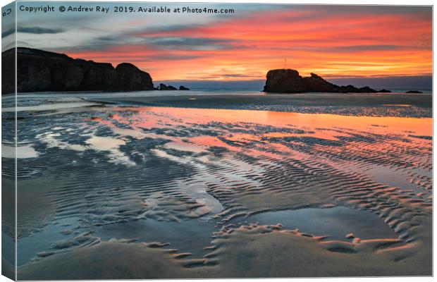 Sand ripples at sunset (Perranporth) Canvas Print by Andrew Ray