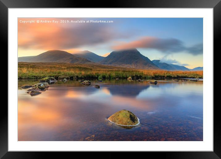 Sunrise reflections (River Etive) Framed Mounted Print by Andrew Ray