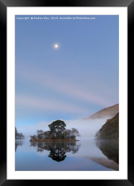 The moon over Loch Awe Framed Mounted Print by Andrew Ray