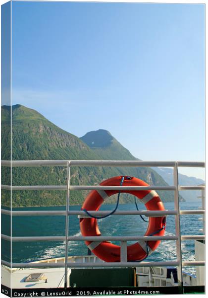 Ferry ride through a fjord Canvas Print by Lensw0rld 