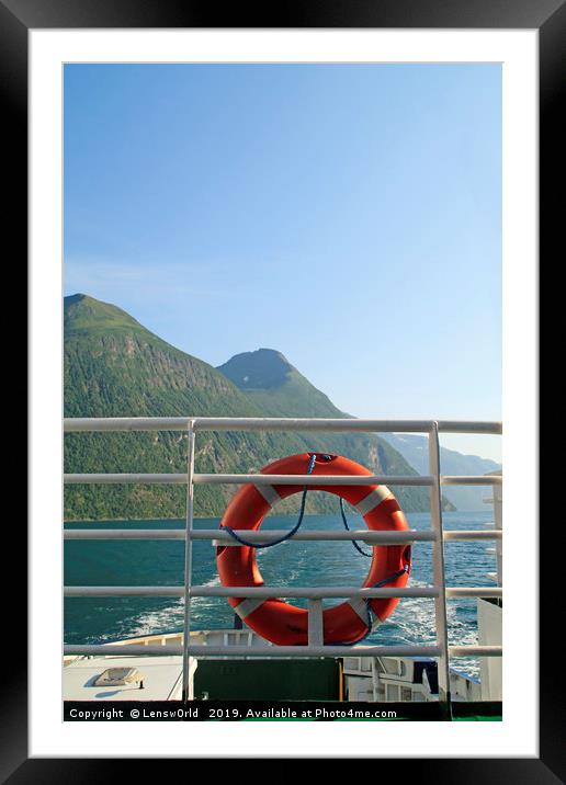 Ferry ride through a fjord Framed Mounted Print by Lensw0rld 