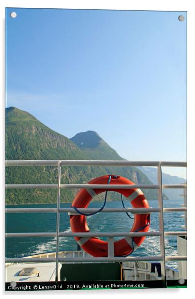 Ferry ride through a fjord Acrylic by Lensw0rld 