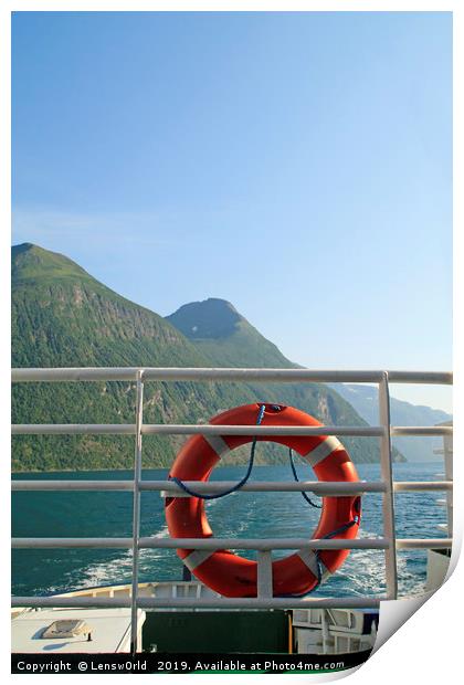 Ferry ride through a fjord Print by Lensw0rld 