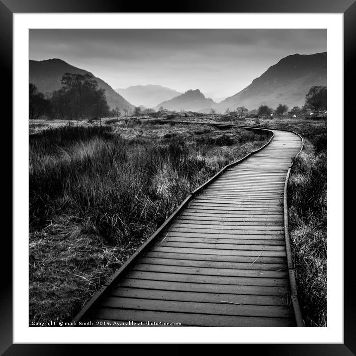Footpath over Borrowdale marshes  Framed Mounted Print by mark Smith