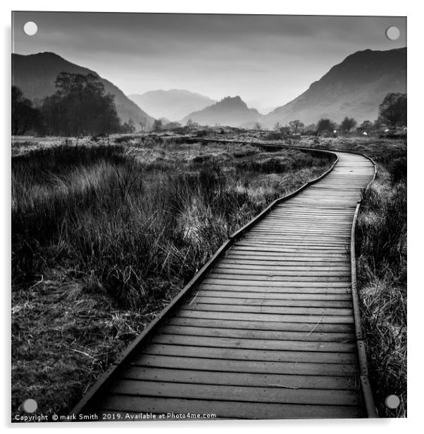 Footpath over Borrowdale marshes  Acrylic by mark Smith