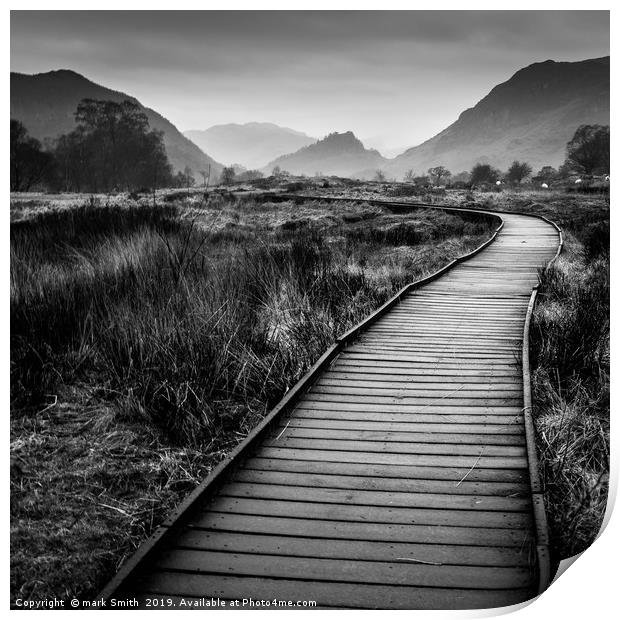 Footpath over Borrowdale marshes  Print by mark Smith