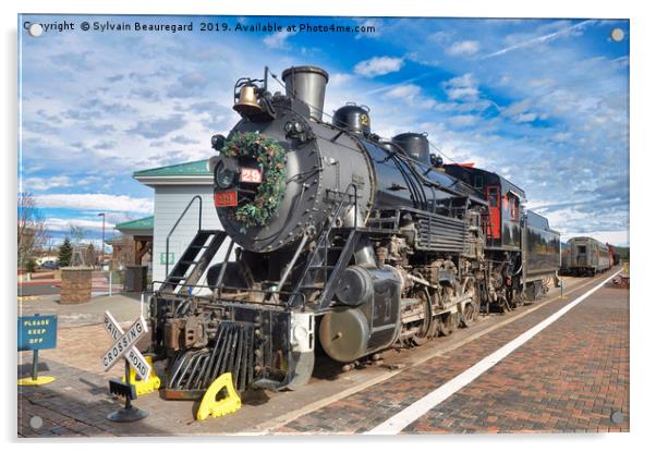 Retired steam train locomotive Acrylic by Sylvain Beauregard