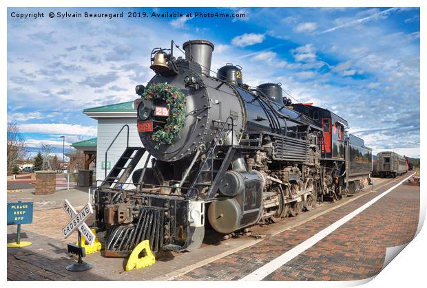 Retired steam train locomotive Print by Sylvain Beauregard