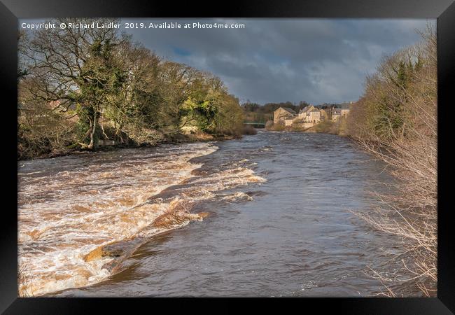 A swollen River Tees at Barnard Castle, Teesdale Framed Print by Richard Laidler