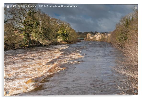 A swollen River Tees at Barnard Castle, Teesdale Acrylic by Richard Laidler