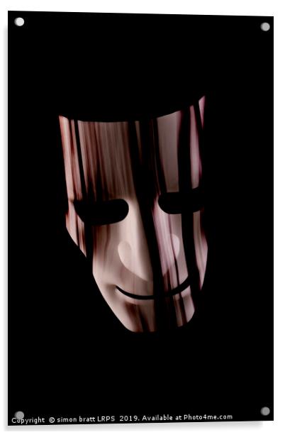 Scary face mask with hair over face Acrylic by Simon Bratt LRPS