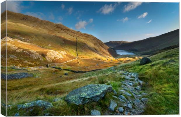 Early morning at Haweswater reservoir in the lake  Canvas Print by Eddie John