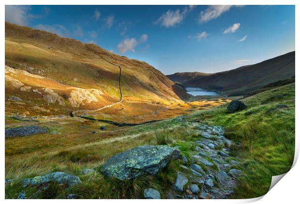Early morning at Haweswater reservoir in the lake  Print by Eddie John