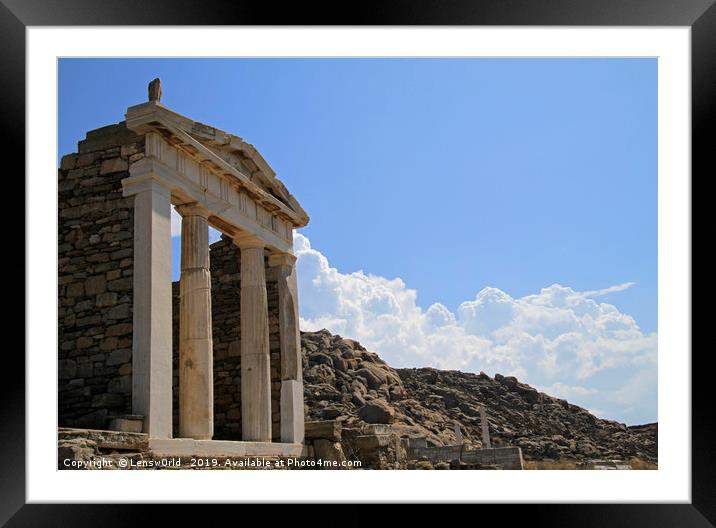 Ancient Greek ruins on Delos, Greece Framed Mounted Print by Lensw0rld 