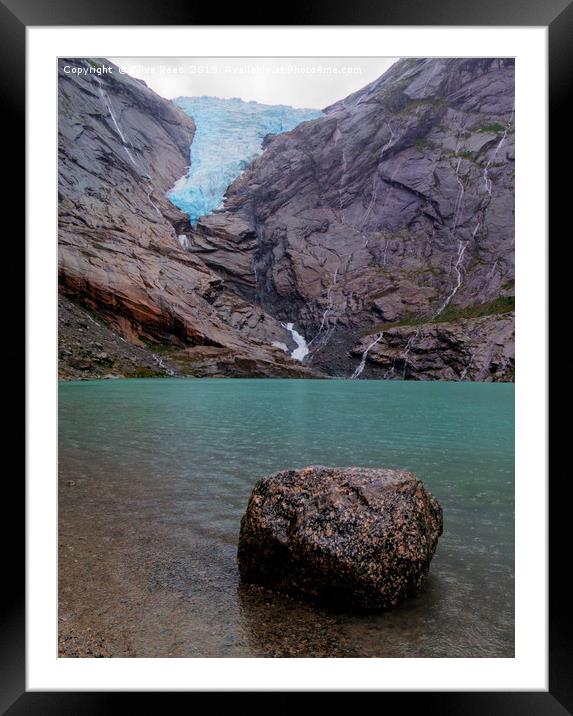 Ice blue Briksdal Glacier Norway Framed Mounted Print by Clive Rees
