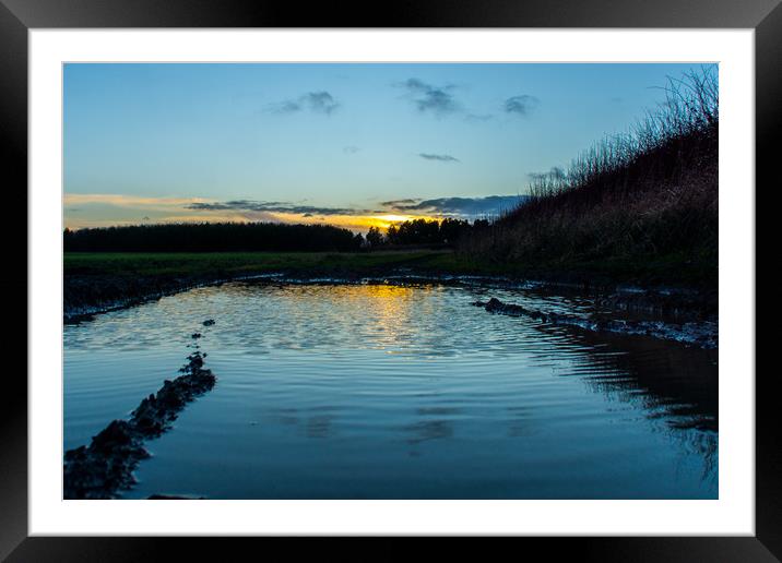 The reflective countryside sunset Framed Mounted Print by David Wilson
