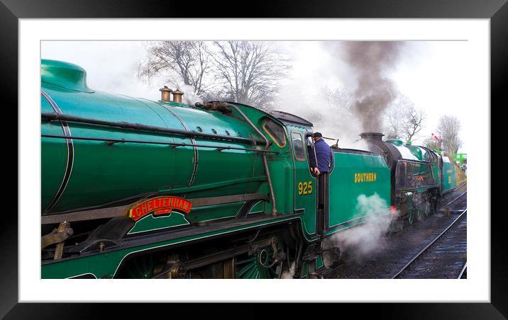 PAIR OF STEAM LOCOMOTIVES .A SCHOOLS CLASS WITH A  Framed Mounted Print by Philip Enticknap
