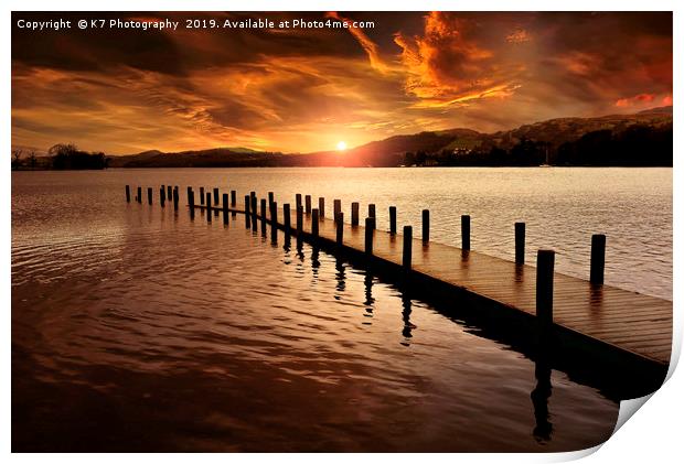 Last Light over Coniston Water Print by K7 Photography
