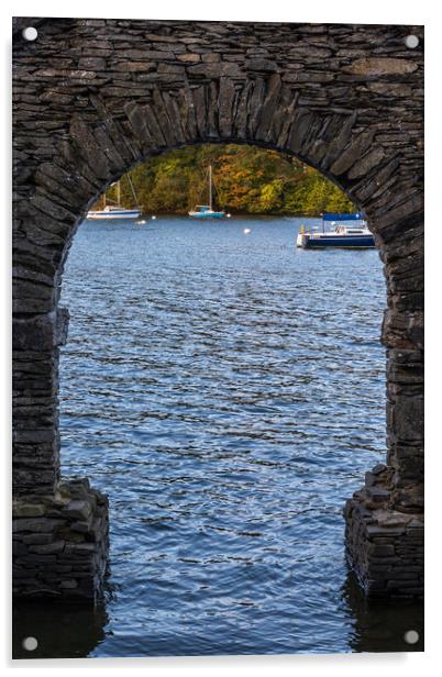 lake through a arch   Acrylic by chris smith