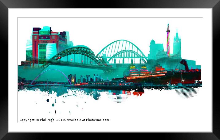 Newcastle Cityscape Art Framed Mounted Print by Phil Page