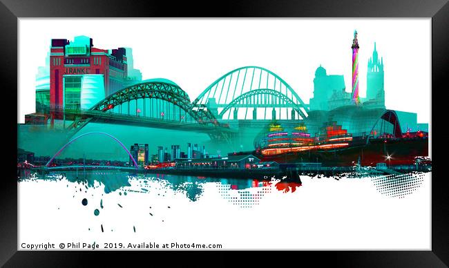 Newcastle Cityscape Art Framed Print by Phil Page