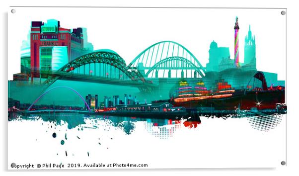 Newcastle Cityscape Art Acrylic by Phil Page