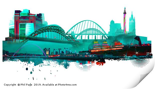 Newcastle Cityscape Art Print by Phil Page