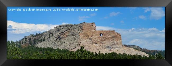 Crazy Horse monument 1, panoramic 3:1 Framed Print by Sylvain Beauregard