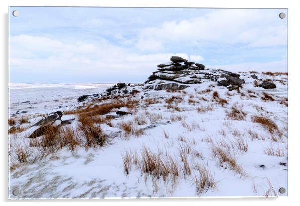 Winter Bodmin Moor Acrylic by CHRIS BARNARD