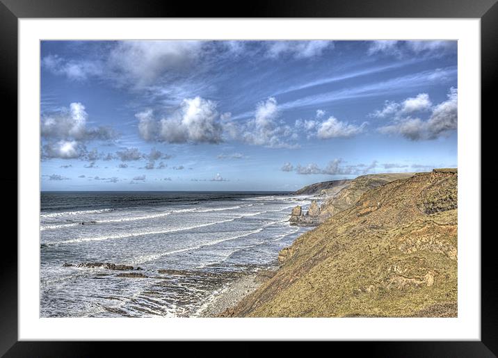 Big Waves At Sandymouth  Cornwall Framed Mounted Print by Mike Gorton