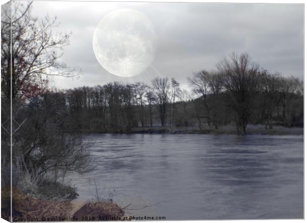 river wye in moonlight Canvas Print by paul ratcliffe