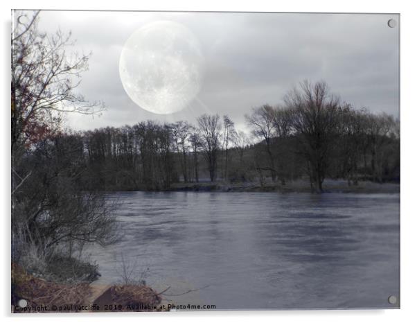 river wye in moonlight Acrylic by paul ratcliffe