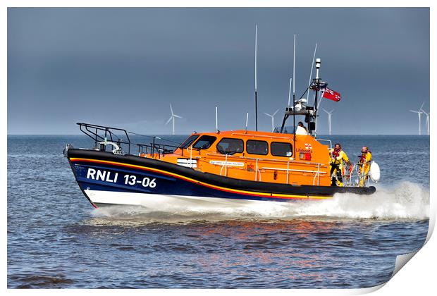 Hoylake Lifeboat High speed pass Print by Rob Lester