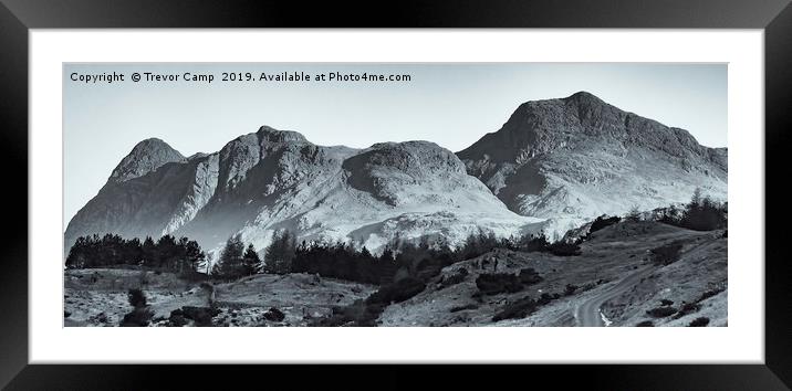 Langdale Pikes - Mono Framed Mounted Print by Trevor Camp