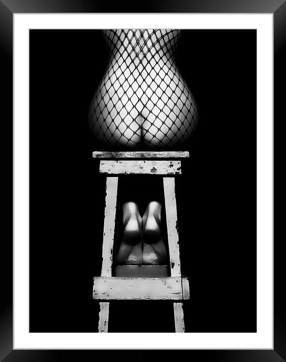 Sensual woman sitting rear view Framed Mounted Print by Johan Swanepoel