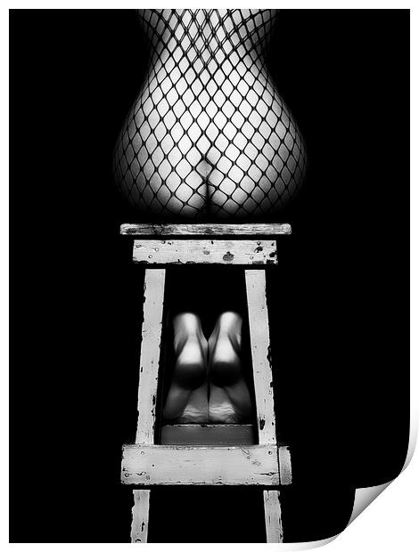 Sensual woman sitting rear view Print by Johan Swanepoel