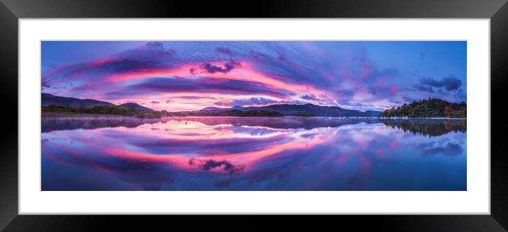 Derwent Water Symmetry Panoramic Framed Mounted Print by John Finney