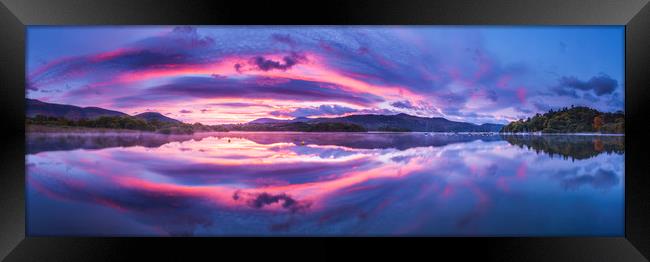 Derwent Water Symmetry Panoramic Framed Print by John Finney