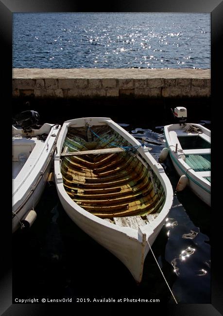 Old wooden boat in Perast Framed Print by Lensw0rld 
