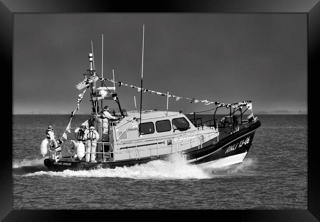 Hoylake Lifeboat at speed_mono Framed Print by Rob Lester
