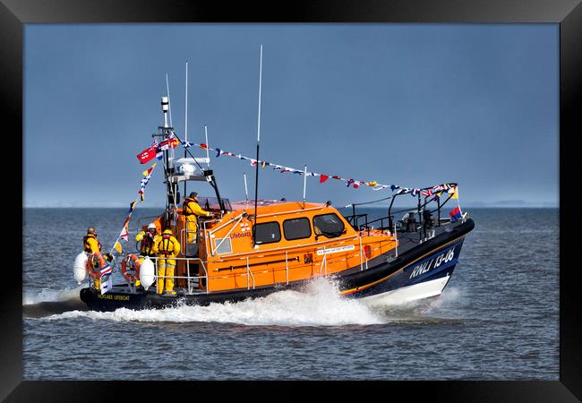 Hoylake Lifeboat at speed Framed Print by Rob Lester